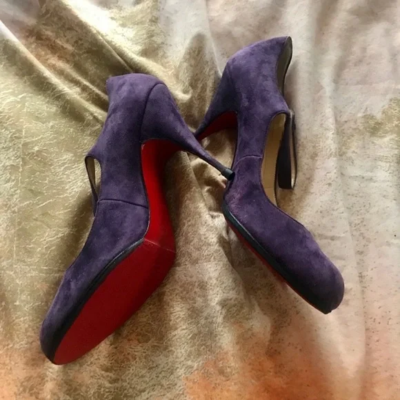 Christian Louboutin Pumppie Wallis 85 Satin Mary Jane Pumps  Authentic Christian Louboutin Purple Suede Maryjane Pumpie Wallis Heels main image 2